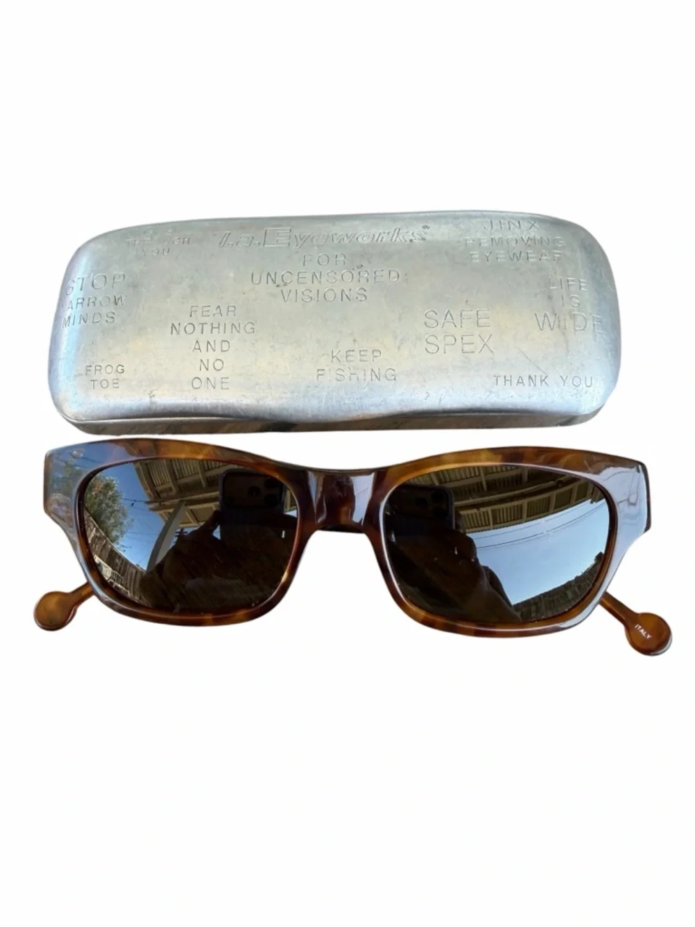 VTG l.a. Eyeworks Miles 142 Tortoise Shell Low Profile Sunglasses Artsy Italy